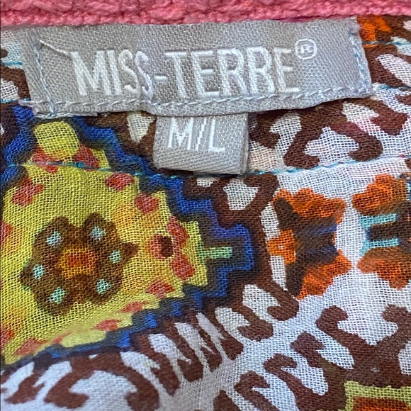 Miss Terre Boho Poncho/ShawlTop M/L Embellished  Cotton Fringe Festival Hippie - Picture 9 of 10